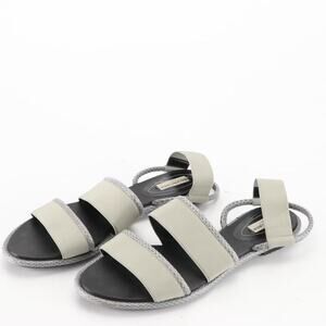Balenciaga Ayers Elastic Snakeskin Flat Sandals - 40.5 - Gray